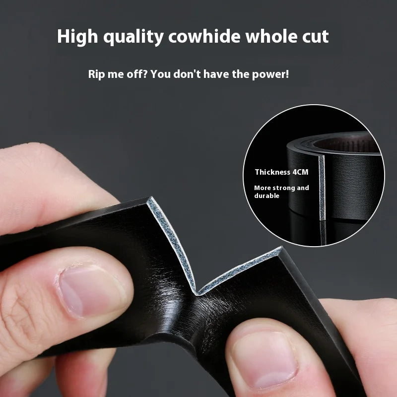 Men's Leather Belt Fashion Automatic Buckle Cowskin Male Belts Luxury Designer Black belt 110-160cm Plus Size Jeans Belt