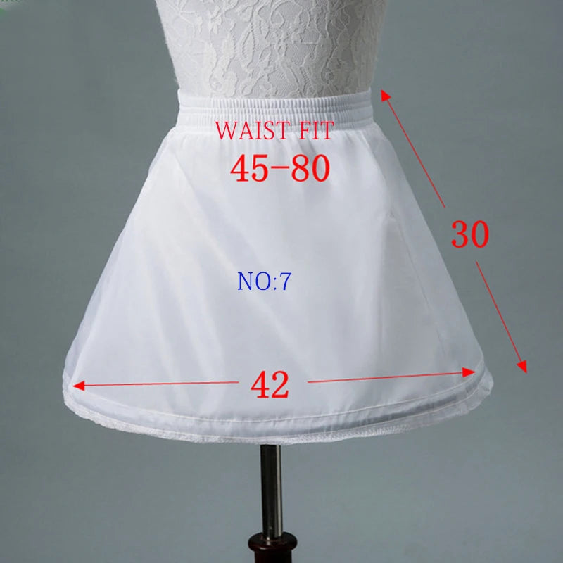 White Children kids Petticoat A-Line 3 Hoops One Layer Flower Girls Crinoline Lace Trim Flower Girl Dress Underskirt