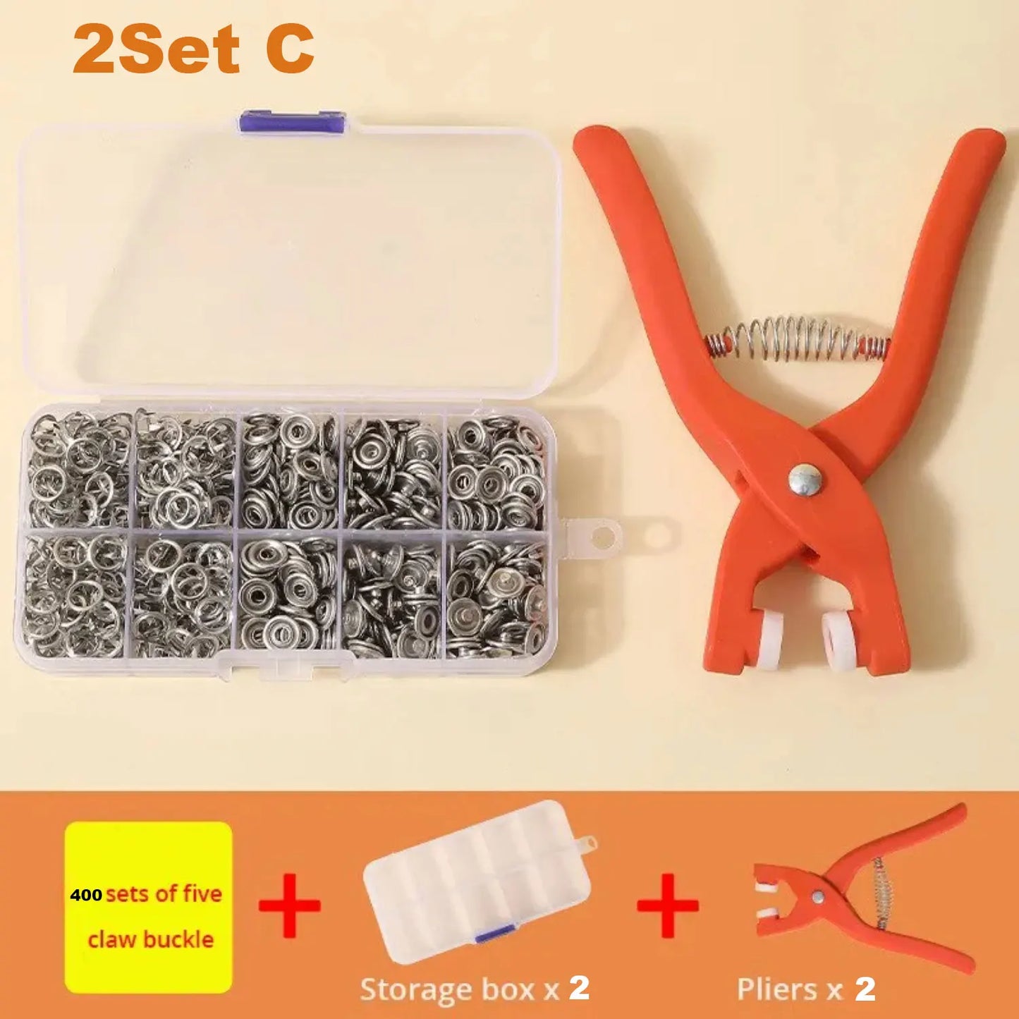2er-Set Druckknopf-Kit mit Handdruckzange, 50 Druckknöpfe, Metalldruckknöpfe zum Nähen, Nähdruckknöpfe für DIY-Bastelarbeiten, Kleidung, Hüte