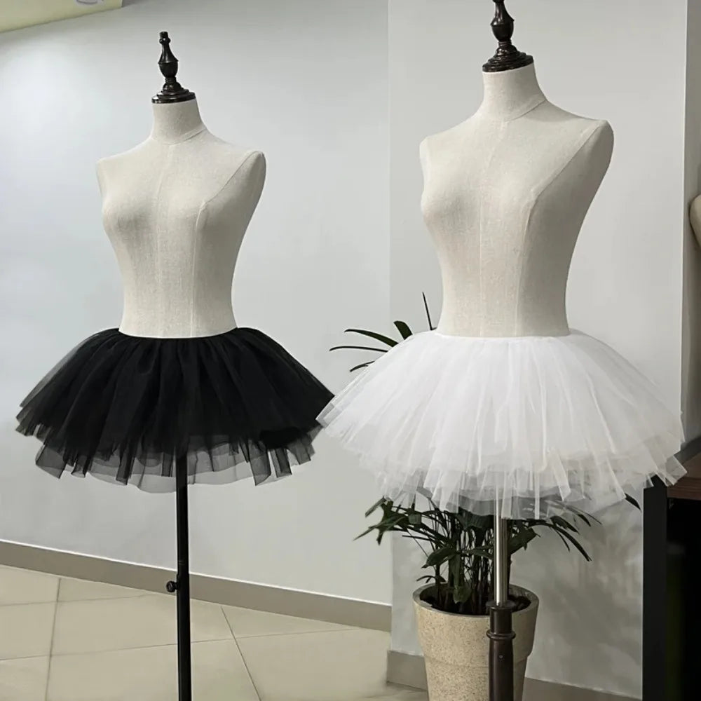 Convenient White Black Puffy Tulle Lolita Underskirt Women Cosplay Ballgown Kids Bridal Boneless Petticoats Tutu Dress