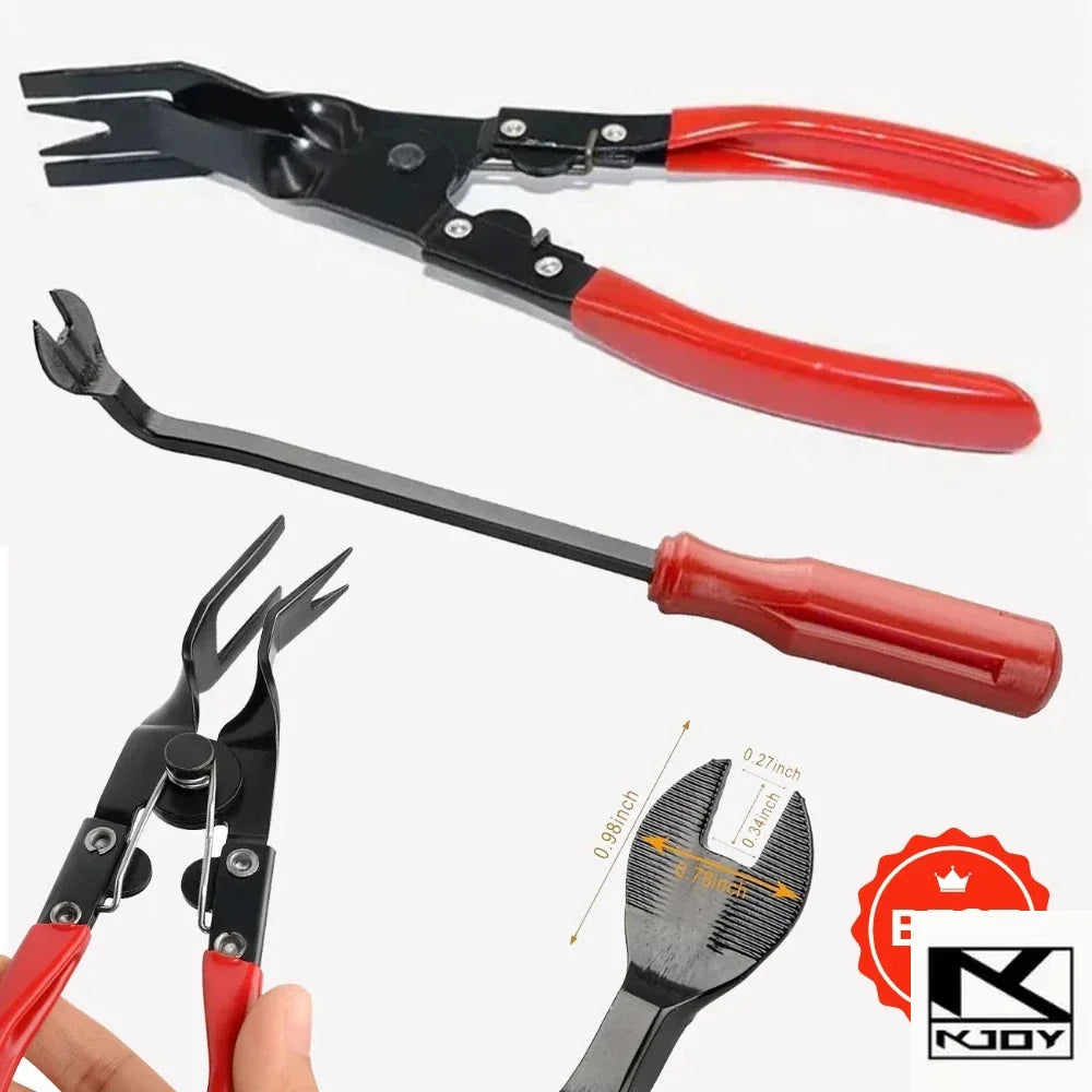 kkjoy Car Clip Removal Pliers Trim Pry Tool Kit for Auto Body Panel Door Fastener Repair