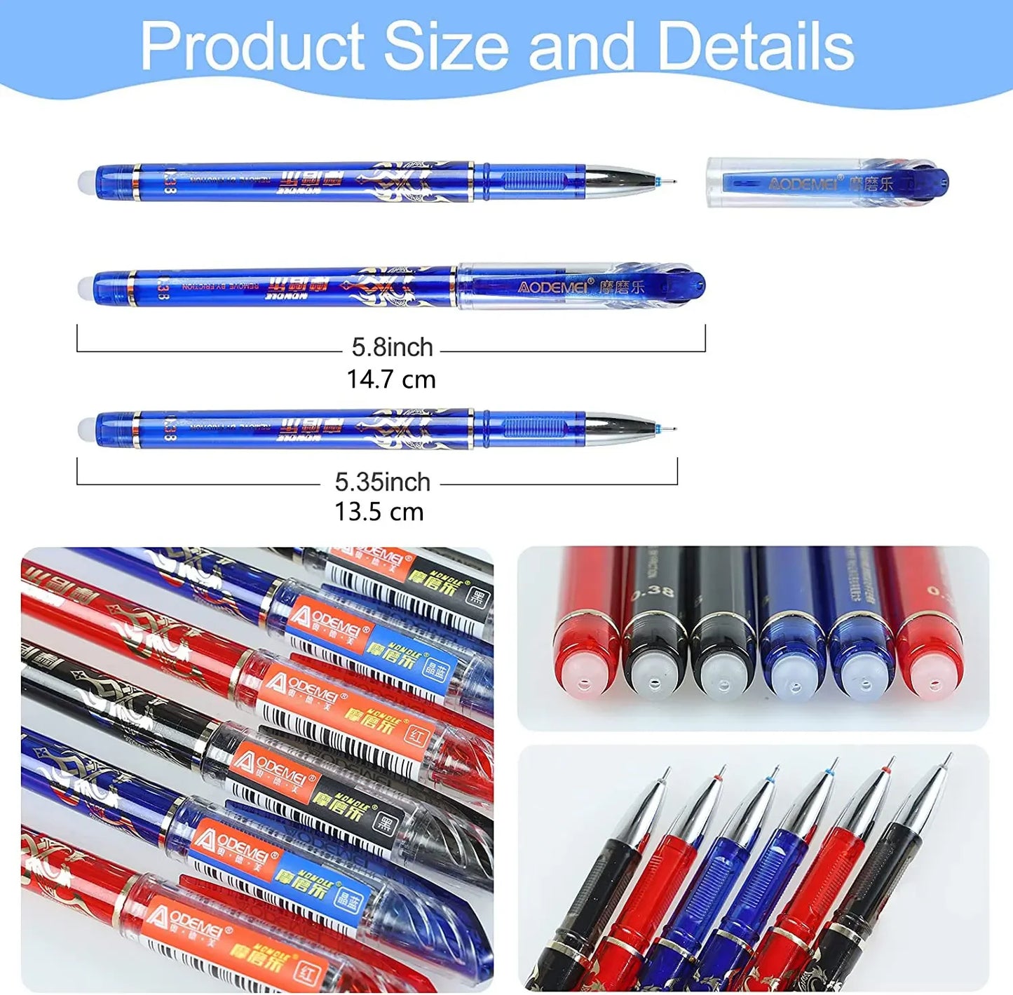 26 Pcs/Set Kawaii Erasable Pens 0.38mm Gel Pen Waterproof Gel Ink Stationery School Writing supplies for Notebook Office Student