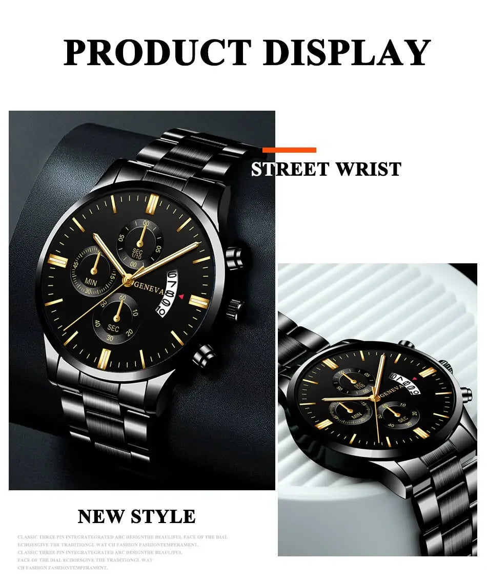 Mode Herren Edelstahl Uhr Luxus Kalender Quarz Armbanduhr Herren Business Uhren für Männer Uhr Montre Homme