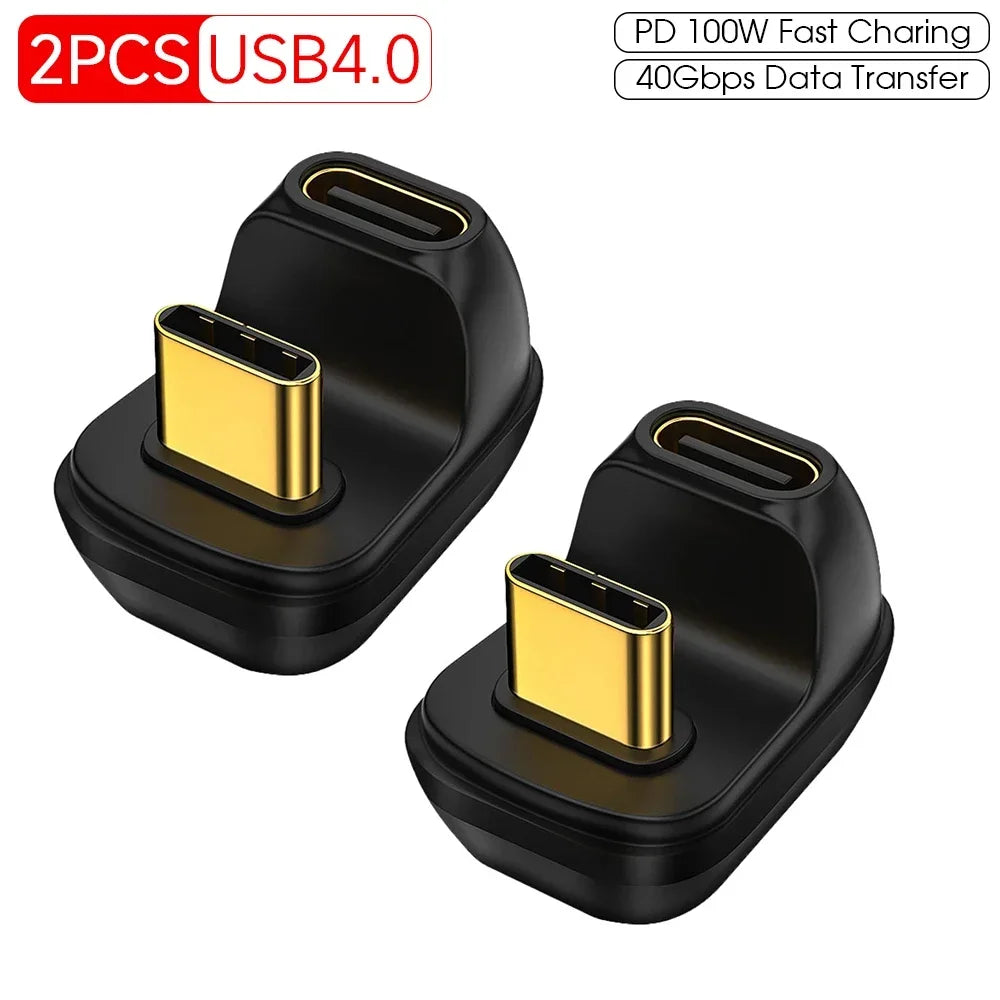 40MB/s 40Gbps Usb C Angle 180 Degree Adapter Thunderbolt 3 4 Usb 2/4 Type C Male To Female Converter 100W Fast for phone Tablet
