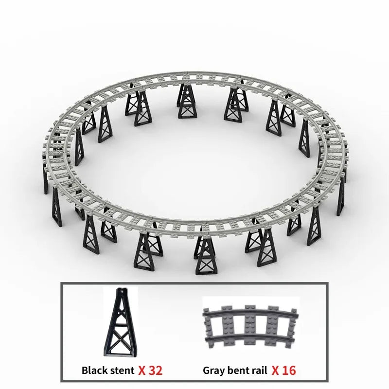 Building Block Track Elevated Bridge Double-layer Crossed Straight Rail Curved Rail Soft Rail Support Accessories Assembly Toy