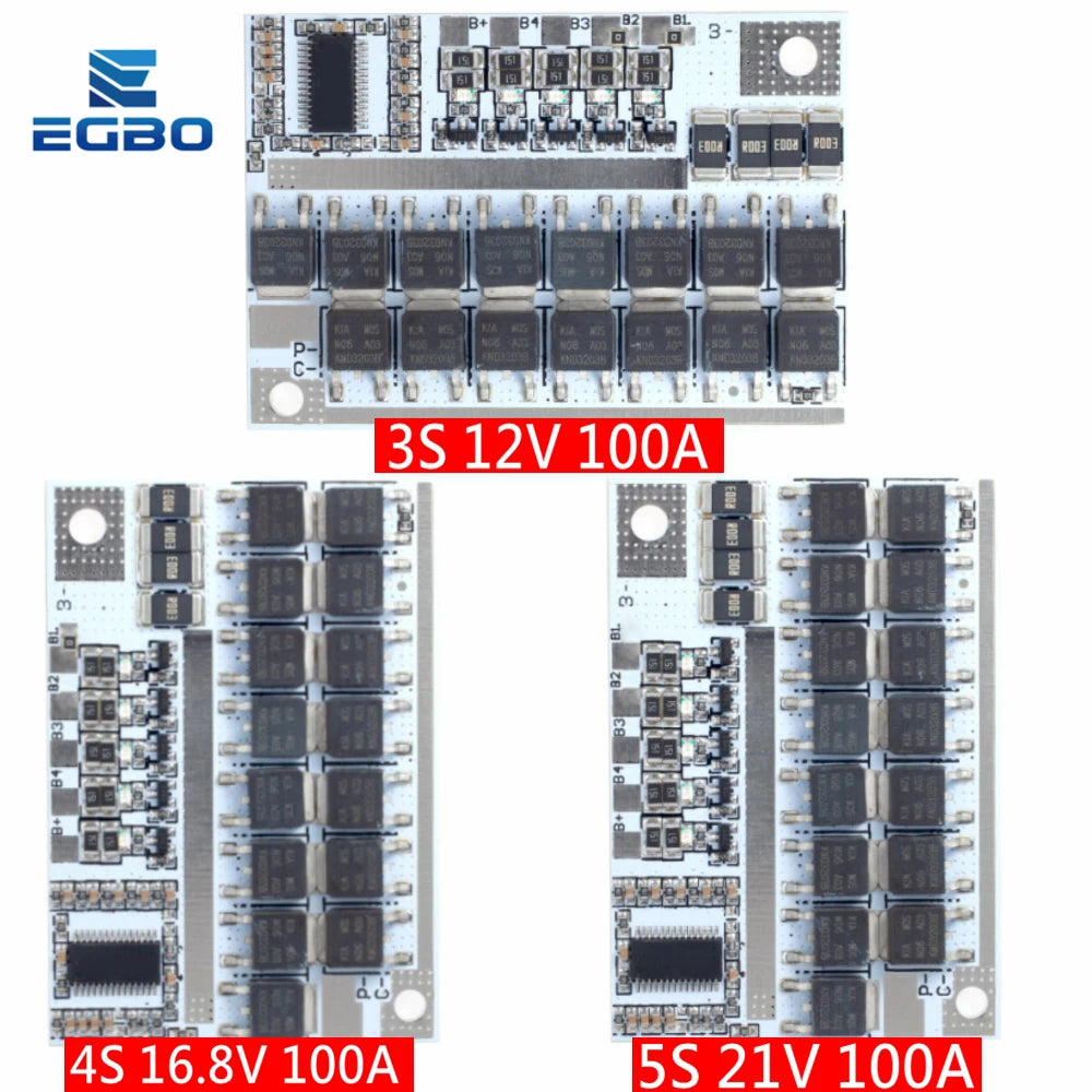 3S/4S/5S Bms 12.6V 16.8V 21V 3.7V 100A Li-ion Lmo Ternary Lithium Battery Protection Circuit Board Li-polymer Balance Charging