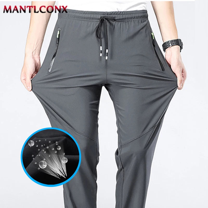 Breathable Men's Casual Pants Quick Dry Straight Elastic Waist Jogger Sweatpants Korean Classic Sport Trousers Plus Size 4XL 5XL