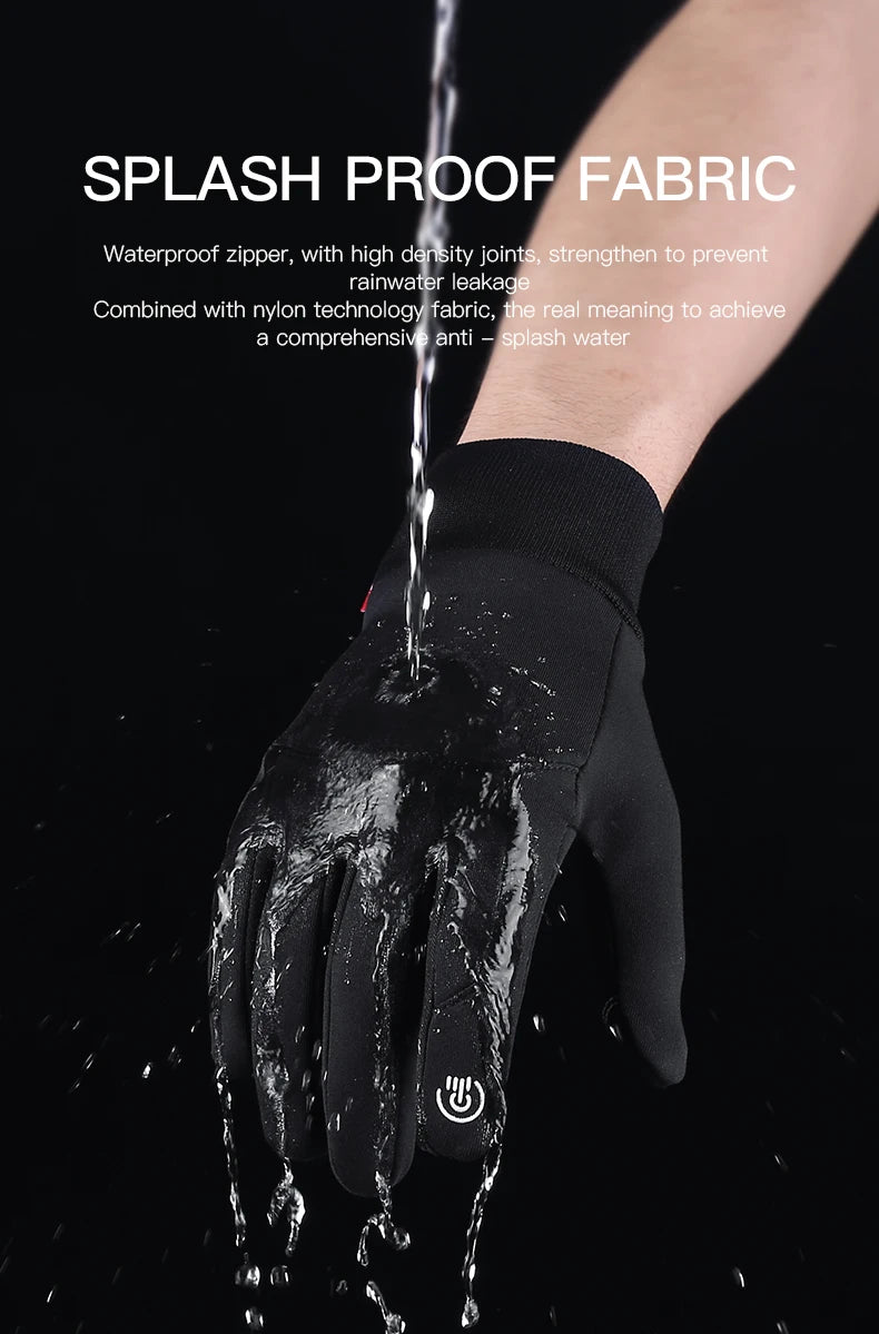 Outdoor Sports Autumn Winter Cycling Gloves Men Splash Proof Warm Windproof Touchscreen Anti-slip Motorbike Gloves Men Black