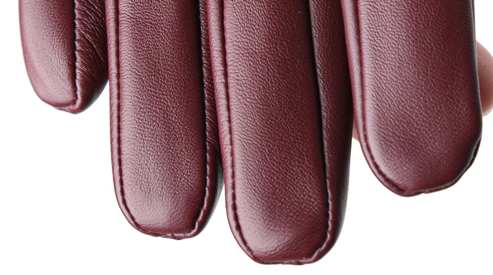 Women's sheepskin gloves winter warm plus velvet short thin touch screen driving color women's leather gloves good quality -2226