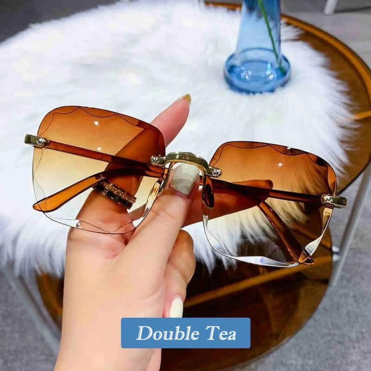 Frameless Sunglasses Y2K Gradient Fashion Korean Hip Pop Anti Ultraviolet Elegant Luxury Outdoor Travel Eyewear Women Unisex