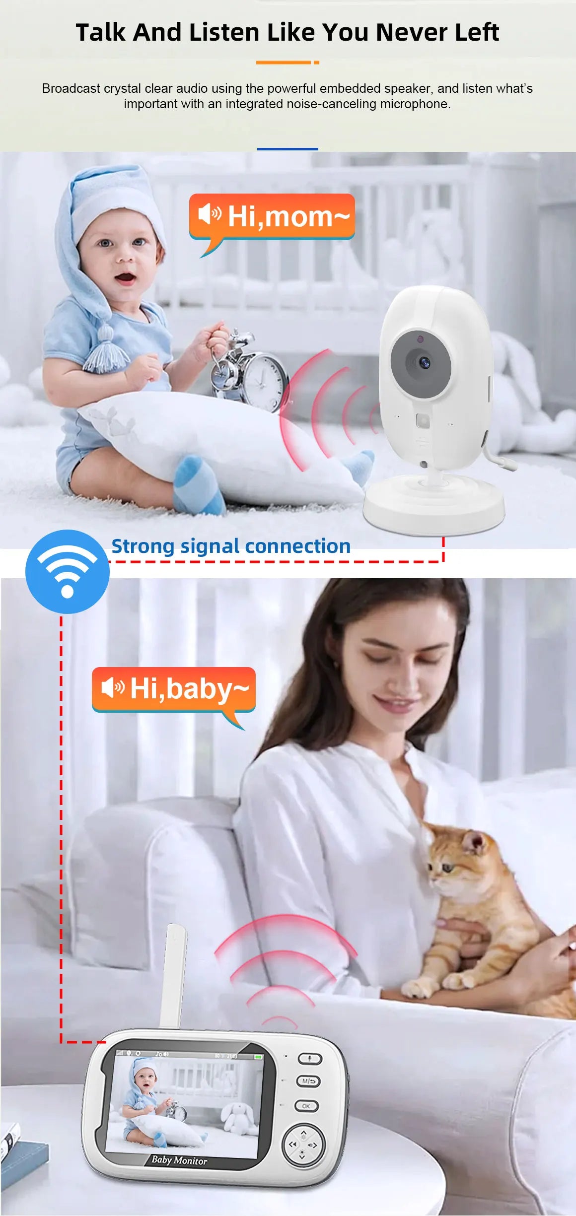 Cdycam New 3.5 inch Wireless Video Baby Monitor Night Vision Temperature Monitoring 2 Way Audio Talk Baby Nanny Security Camera - Shoppiline