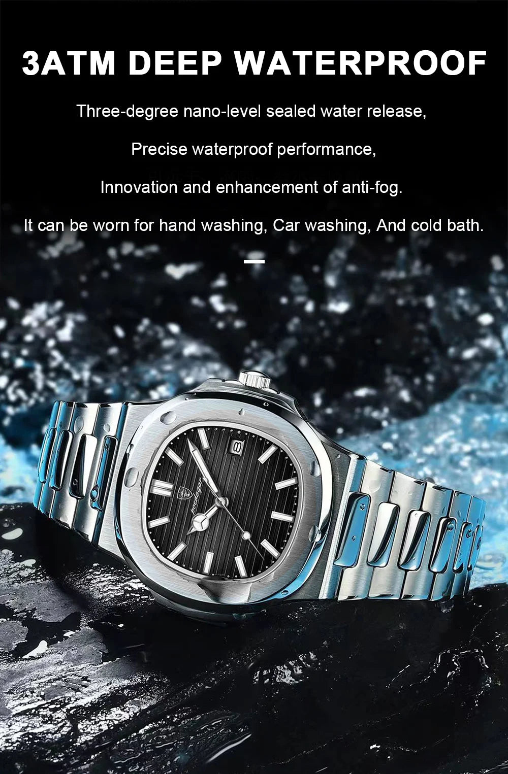 POEDAGAR Top Luxusmarke Herrenuhr Sport Wasserdicht Leuchtend Datum Herrenarmbanduhr Quadratisches Zifferblatt Quarz Herrenuhren Hohe Qualität
