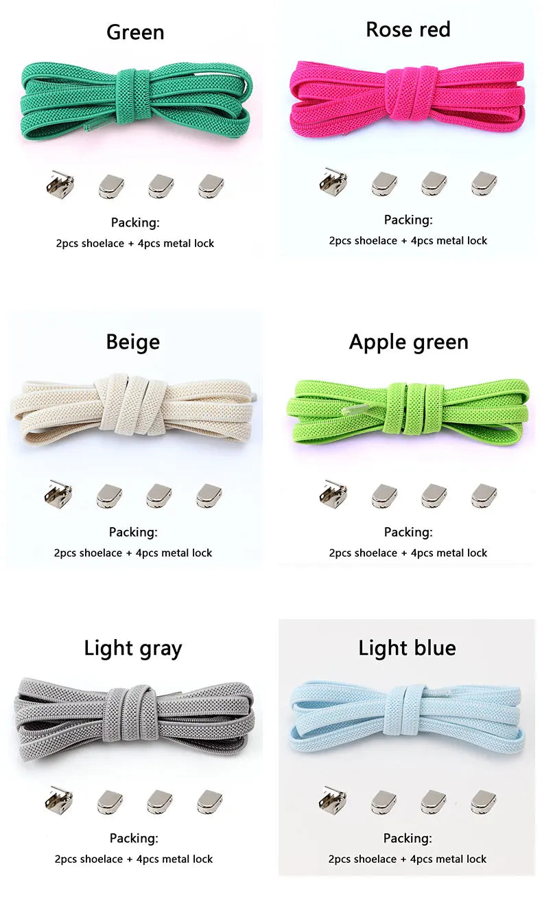 Gummiband-Schnürsenkel ohne Binden, Einheitsgröße für Erwachsene und Kinder, Sportschuh-Schnürsenkel, schnürsenkellos, flach, dehnbar