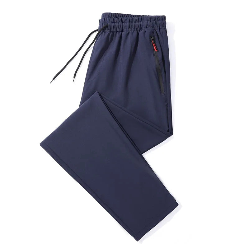Herren Freizeithosen Gerade Schmale Passform Elastischer Bund Jogger Koreanische Klassische Blau Schwarz Grau Herrenmarkenhosen Übergröße