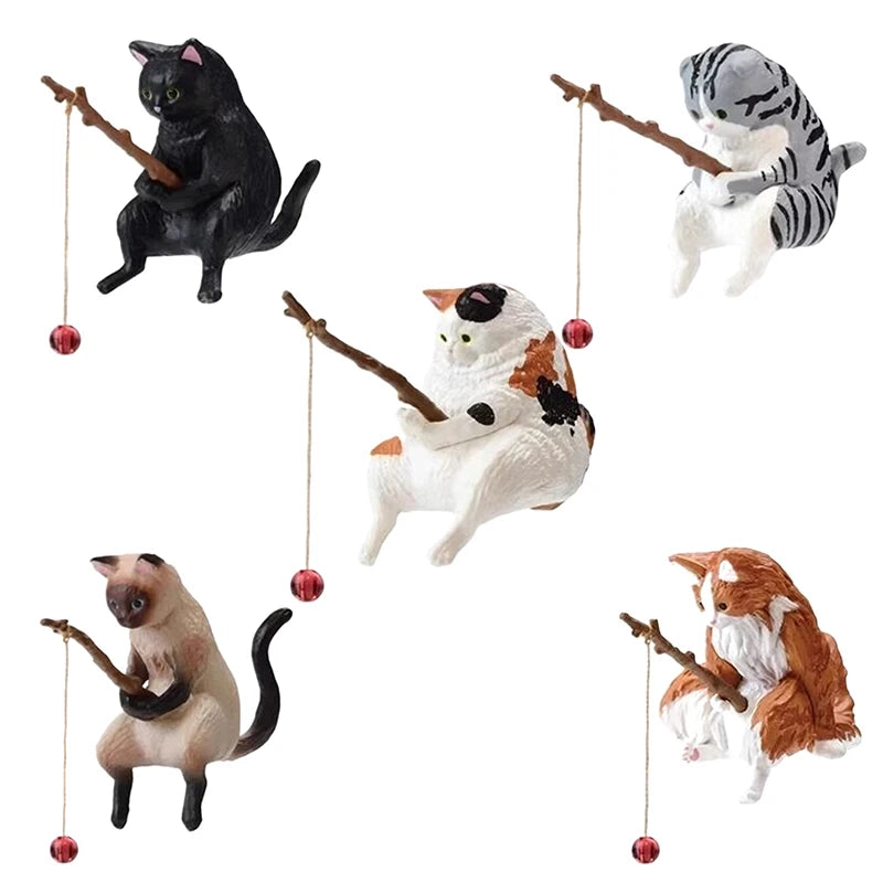 Fish Tank Fishing Cat Hanging Creative Landscape Office Ornaments Fishing Fun Mini Decorative Micro-Landscape