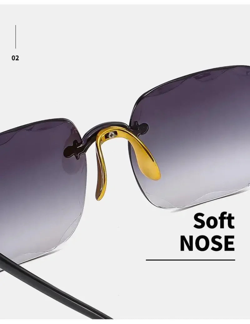 Frameless Sunglasses Y2K Gradient Fashion Korean Hip Pop Anti Ultraviolet Elegant Luxury Outdoor Travel Eyewear Women Unisex