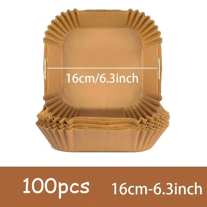 50 Stück Heißluftfritteusen-Einwegpapier Antihaft Heißluftfritteusen-Backpapier Rund Heißluftfritteusen-Papiereinlagen Küchenzubehör aus Papier