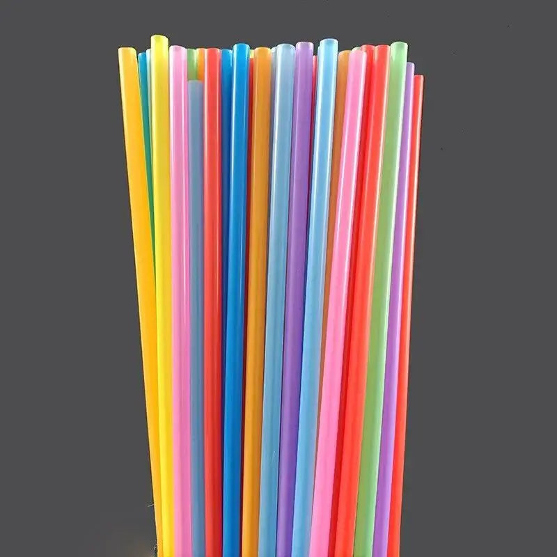 100PCS Disposable Plastic Straws Colorful Party Event Drinking Straws Flexible Large Straight Tube Straw Bar Accessories 6*190mm