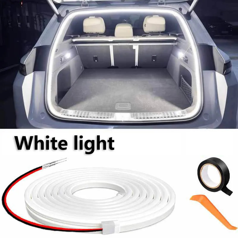 Car Trunk Led Light Strip 200cm/400cm Flexible PVC Decorative Light Strip Automatic Induction Atmosphere Lamp Universal for Suv