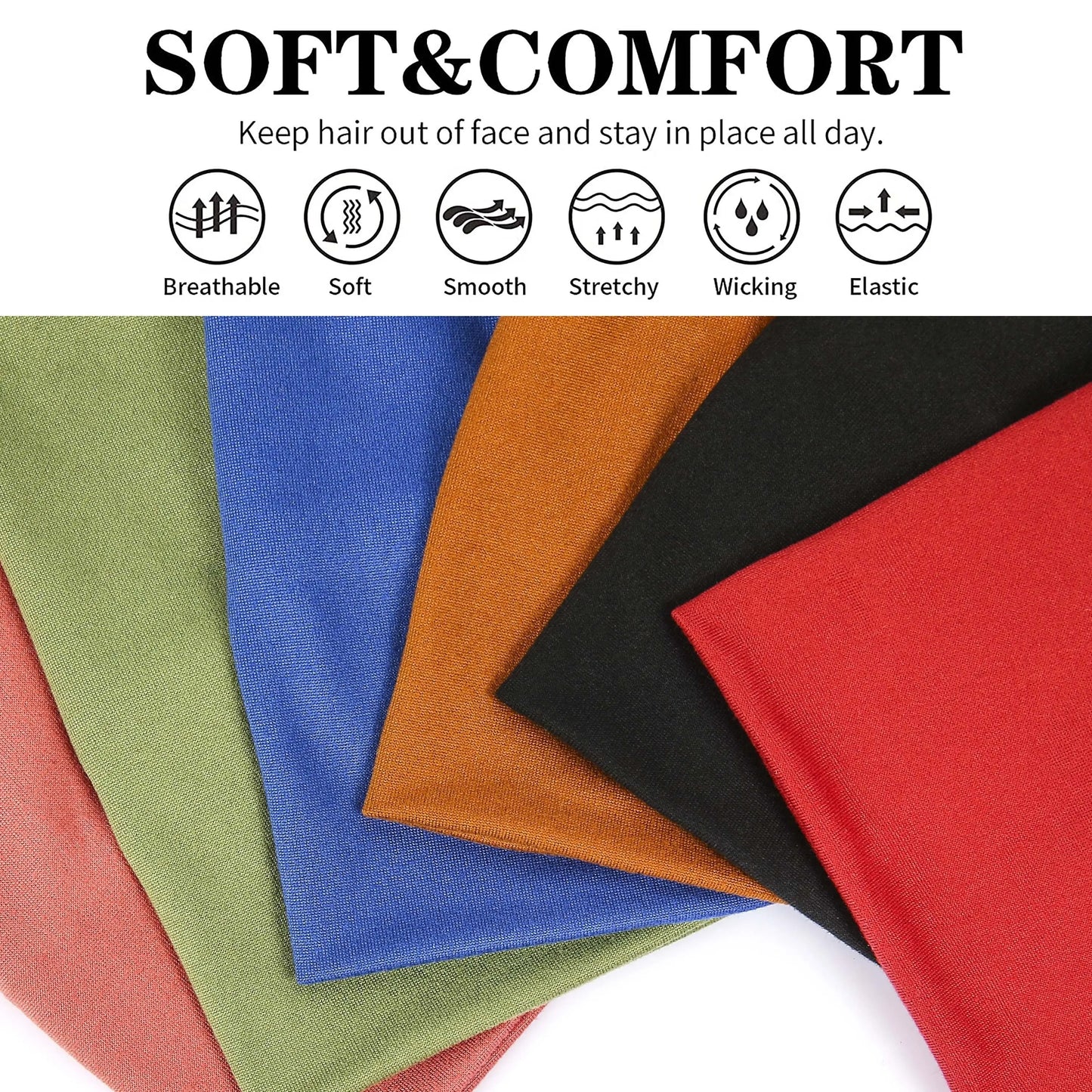 Bandeaux larges pour femmes, antidérapants, doux, élastiques, pour yoga, course, sport, entraînement, gym, turbans, bandanas