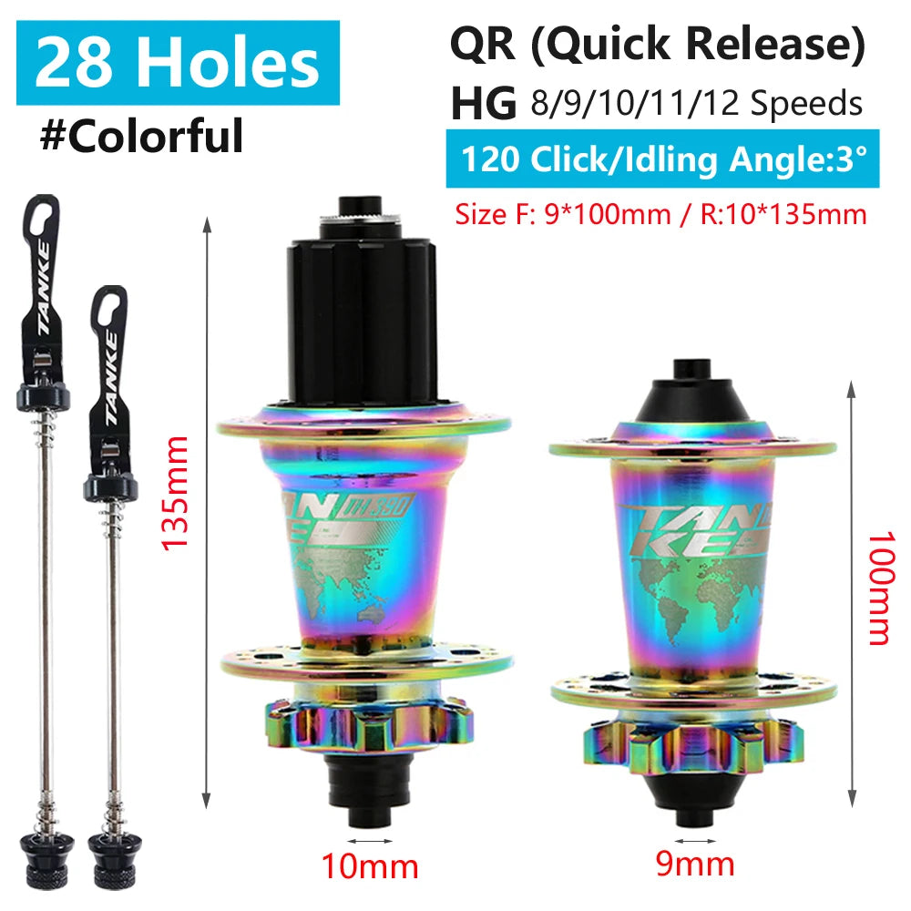 TANKE 120 Click Hub 6 Bearing MTB Mountain Bike Front Rear Thru HG 28 32 36 Holes Disc Brake Bicycle Hubs 8 9 10 11 12 Speed