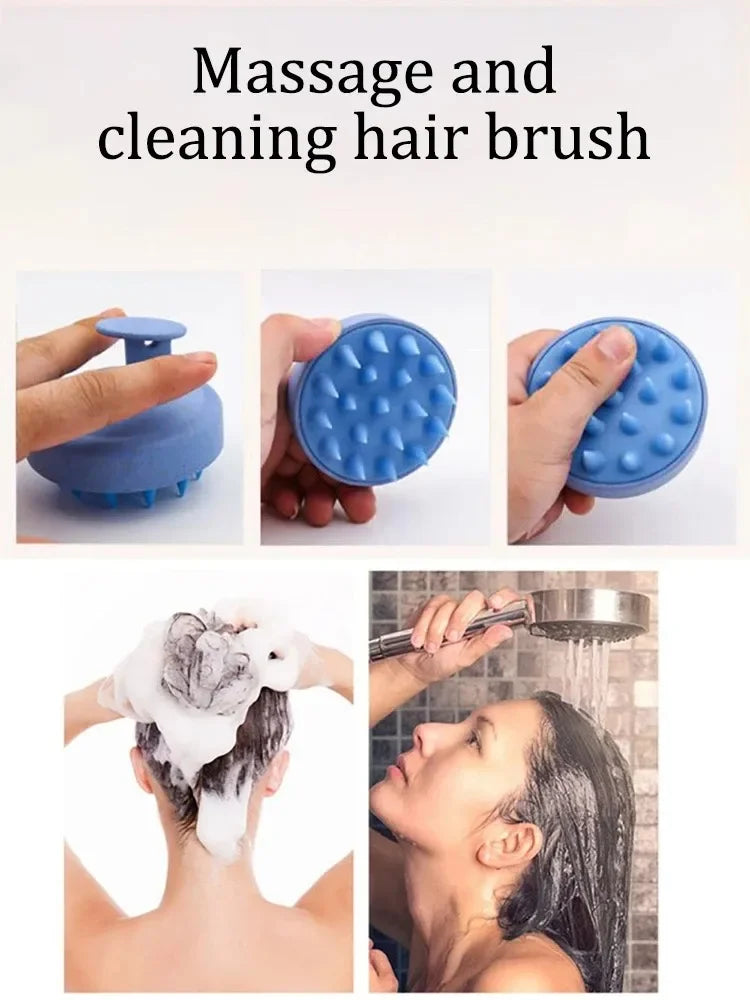 Silicone Shampoo Brush Head Scalp Massage Comb Hair Washing Comb Body Massage Brush Bath Shower Brush Salon Hairdressing Tool