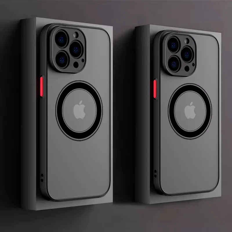 Luxury Matte Armor Magnetic For Magsafe Wireless Charge Case For iPhone 16 15 14 13 11 12 Pro Max 13 Mini 14 Plus Cover Fundas