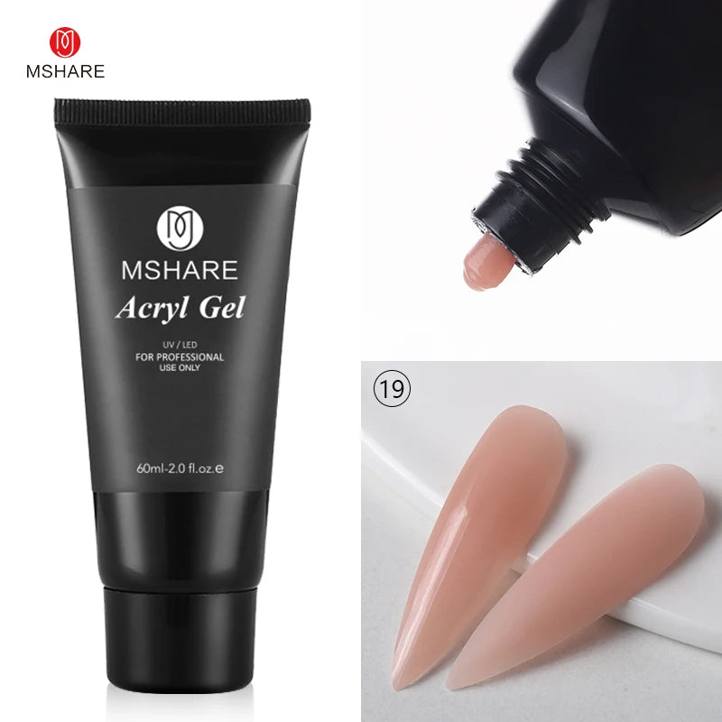 MSHARE Poly Nails Acryl Gel 60ml Builder UV Led Acrylgel Nagelverlängerungen Acryl Rosa Weiß Klar Acrylat HEMA TPO-freies Gel