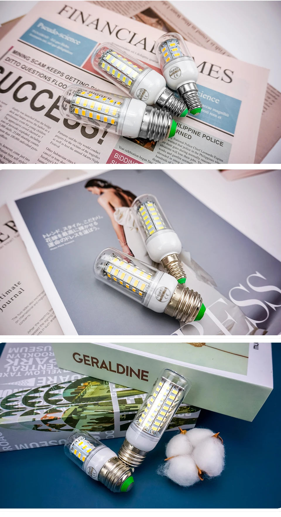 E27 E14 LED Lamp SMD 5730 220V Corn Light Bulb 24 36 56 72 LEDs Energy Saving Lamp Ampoule LED Chandelier Lighting for Home