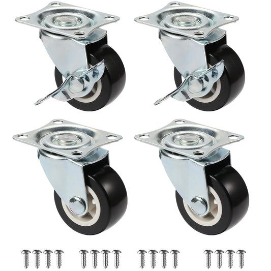 Set Of 4 1"/1.25"/2" PVC Furniture Casters Wear Resistant Mute Universal Heavy Trolley Wheels 360 Degrees Swivel Castor - Shoppiline