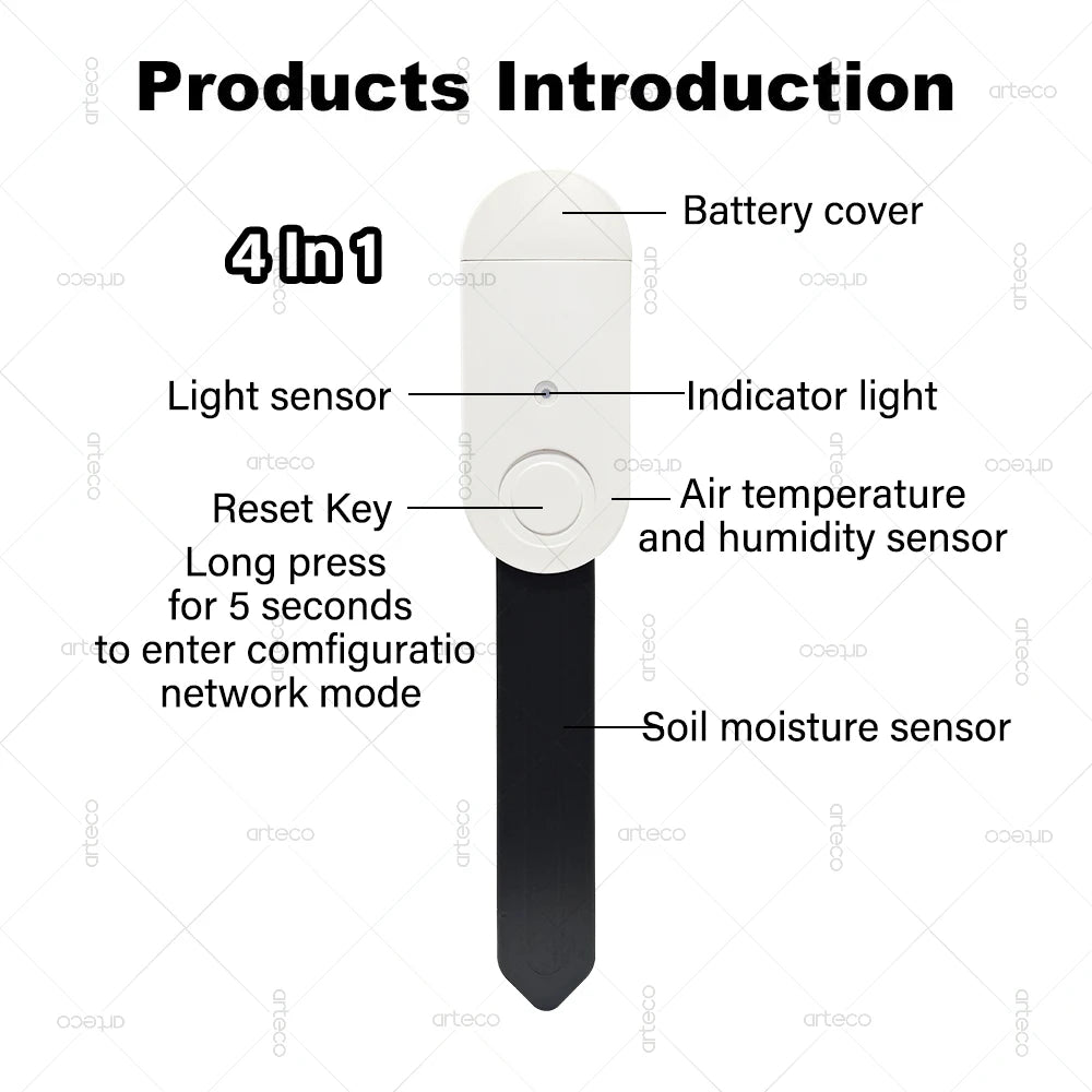 Zigbee Soil Moisture Sensor Temperature Humidity Luminance Detection Smart Soil Tester Moisture Sensor For Tuya APP Zigbee2MQTT