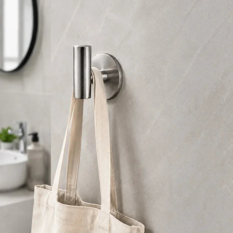 Stainless Steel Robe Hook Adhesive Wall Hook Towel Hook for Bathroom Kitchen Garage Heavy Duty Wall Mounted Kitchen Hardware