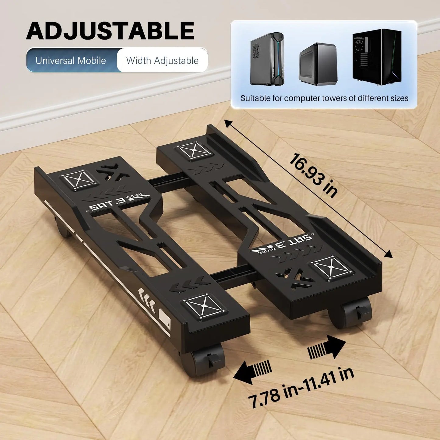 Mobile PC Tower Stand Adjustable Shelf Computer CPU Holder Telescopic Desktop Stand Computer Bracket Cart With Rolling Caster - Shoppiline