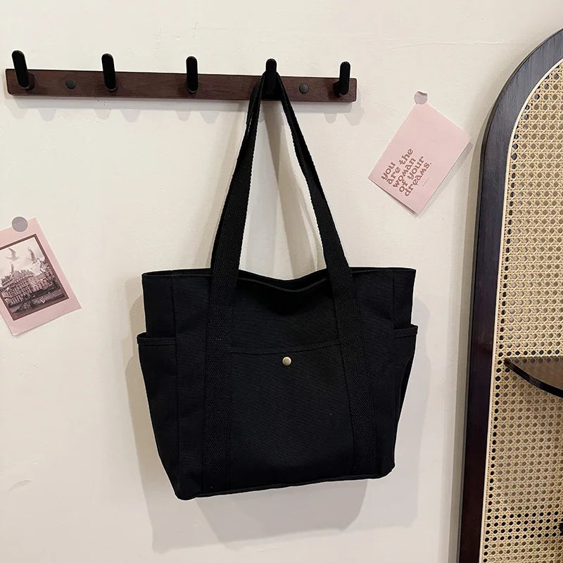 Canvas Bag Female Ins Forest Style Versatile Shoulder Bag Large Capacity Book Storage Student Class Commuter Bag Portable Cloth