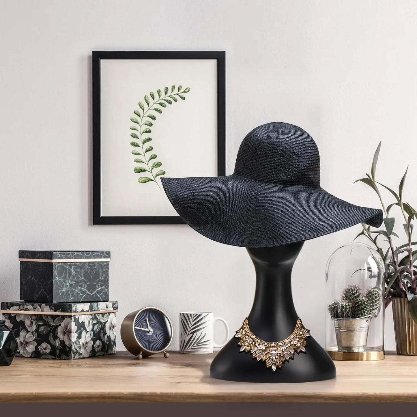 Tête de Mannequin Professionnel de 40 cm en Plastique, Torse de Modèle Féminin Réaliste et Durable pour Perruque, Chapeau, Masque, Coiffe, Bijoux