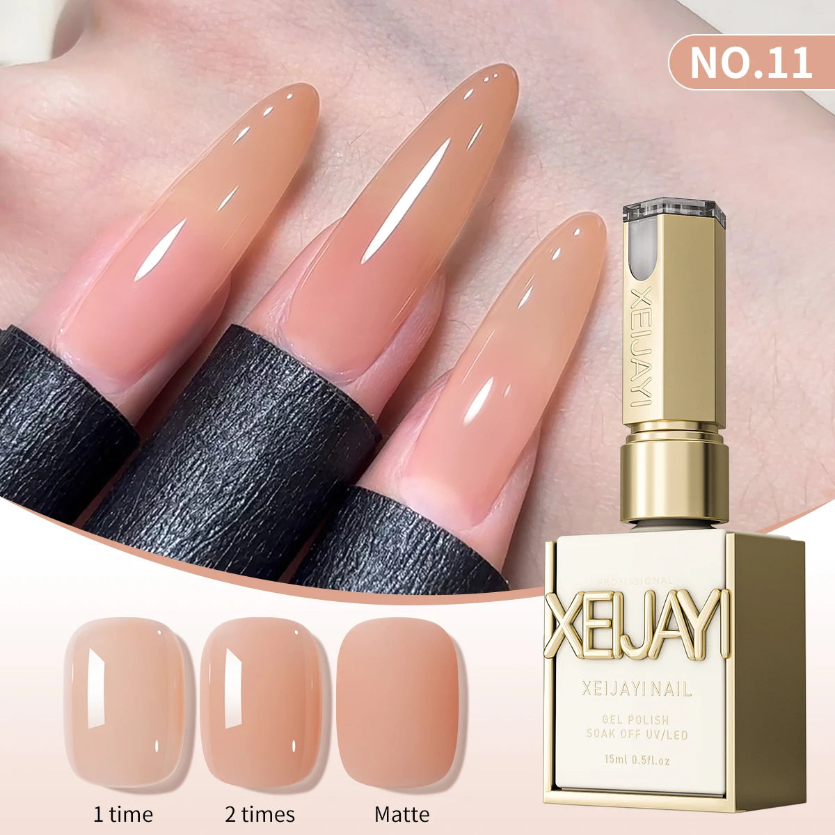 Lot de 1/6 vernis à ongles semi-permanents, 15 ml, effet gelée glacée, UV/LED – kit, sans formaldéhyde. Ovale, brillant. Idéal pour salon et DIY.