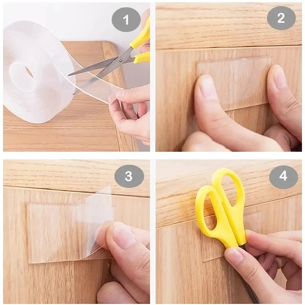 1/3/5m Nano Tape Double-Sided Adhesive Tape Waterproof Transparent Reusable Mounting Tape Heat Resistance Professional Home Tape