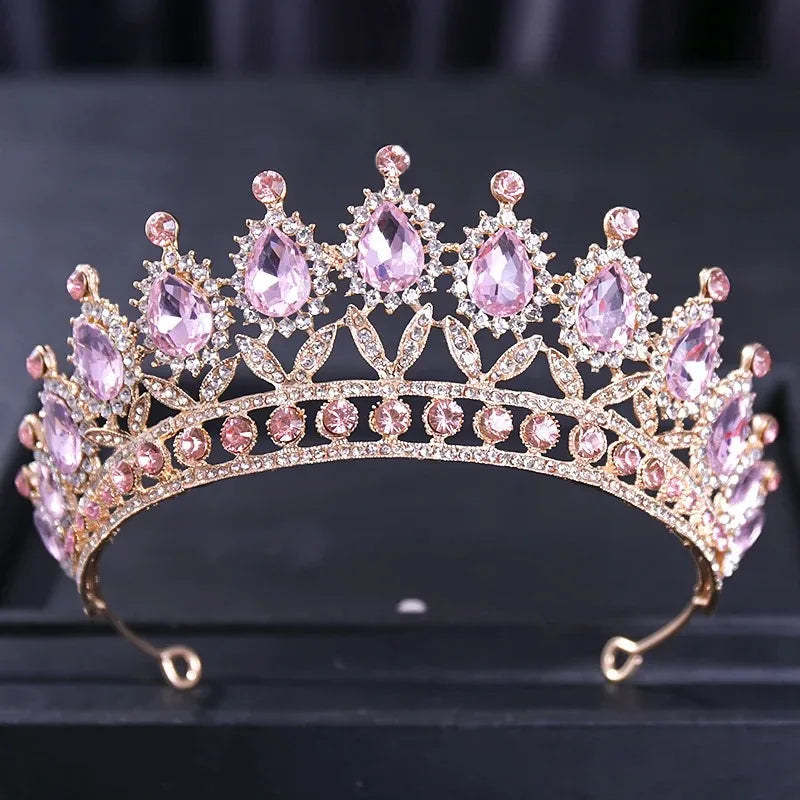 Baroque Vintage Crystal Tiaras And Crowns Rhinestone Queen Pageant Prom Diadem Crown Bridal Wedding Hair Accessories Jewelry