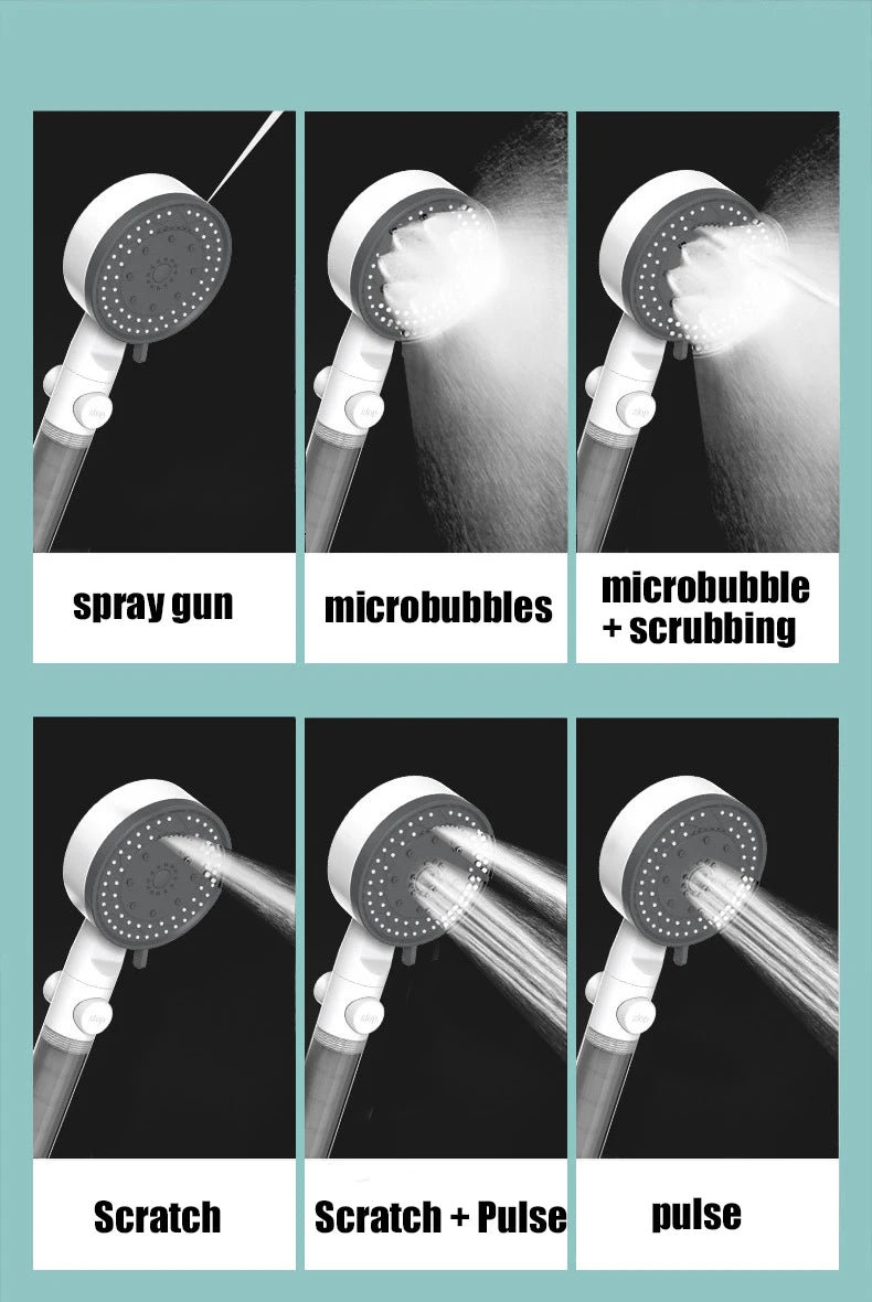 10 Spray High-Pressure Water Saving Filtered Shower Head Handheld Showerhead Fall Resistance Black White Bathroom Shower Nozzle