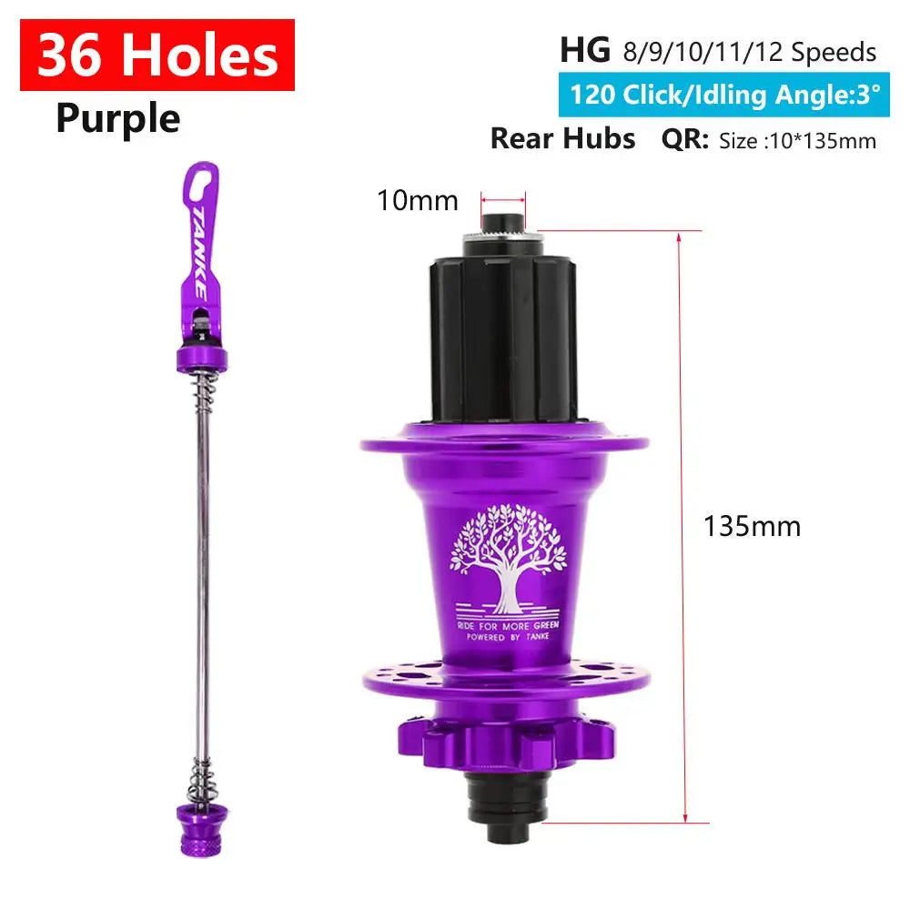 TANKE 120 Click Hub 6 Bearing MTB Mountain Bike Front Rear Thru HG 28 32 36 Holes Disc Brake Bicycle Hubs 8 9 10 11 12 Speed