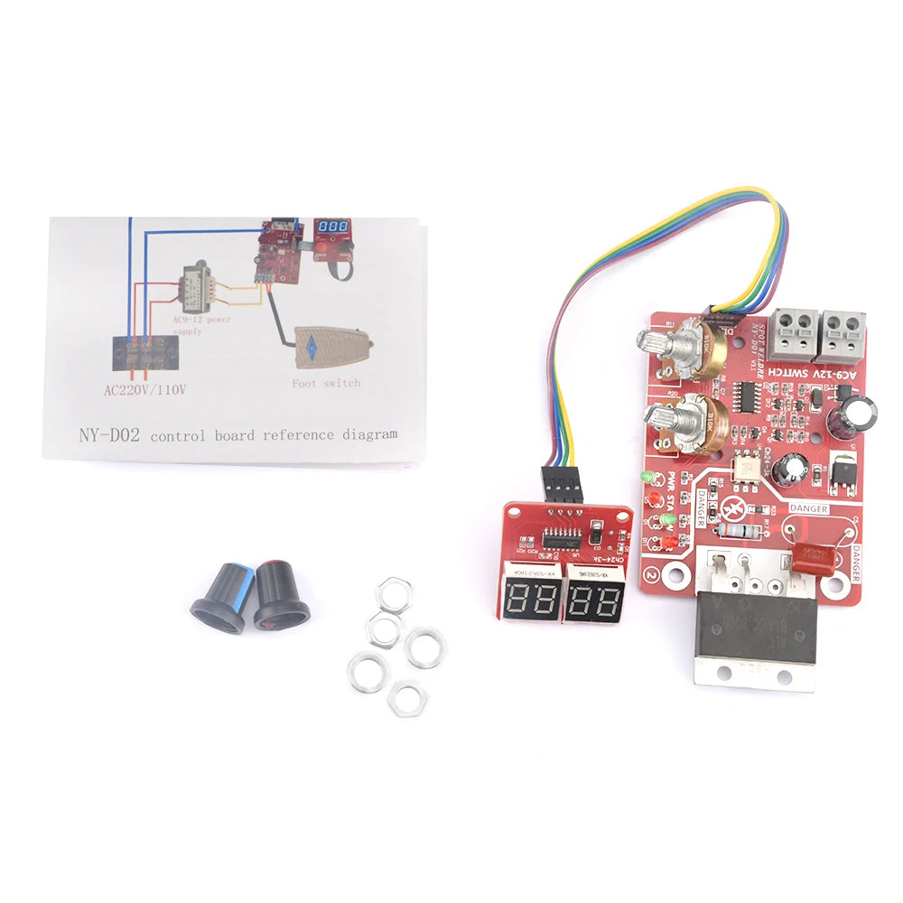 AC9-12V DIY NY-D01 Control Board 40A/100A Spot Welding Machine Control Board Welder Panel Adjust Time Current Digital Display - Shoppiline