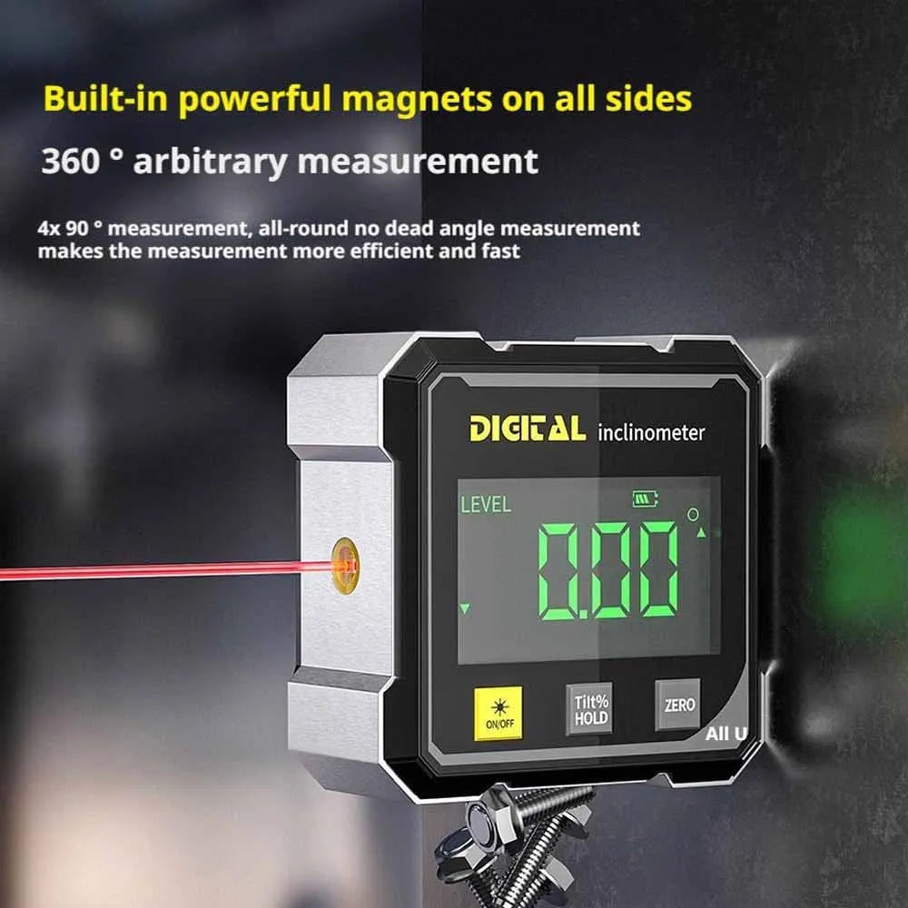 Household Double Sided Laser Inclinometer Multifunctional Four Sided Magnetic Absorption Angle Level Small Slope Measuring Tools - Shoppiline