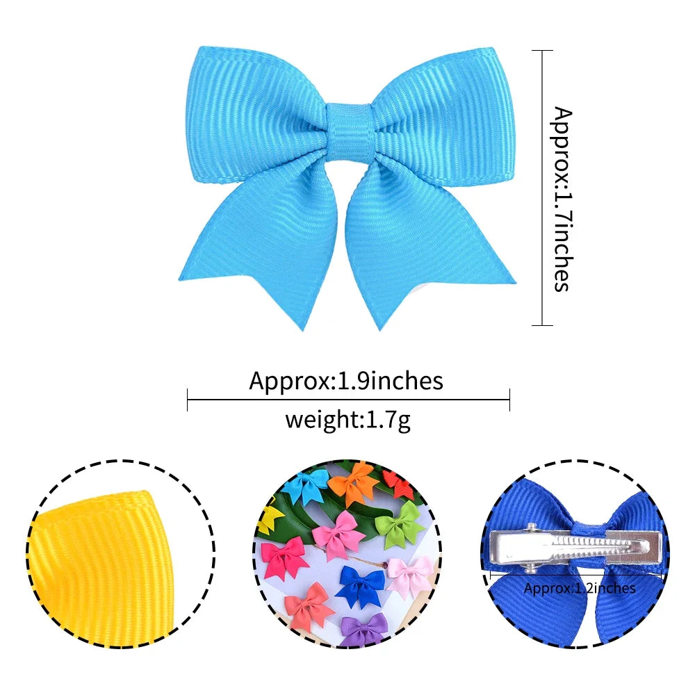 Lot de 10 pinces à cheveux unies avec nœuds pour bébés filles, barrettes à nœuds faites à la main, accessoires capillaires pour le Nouvel An