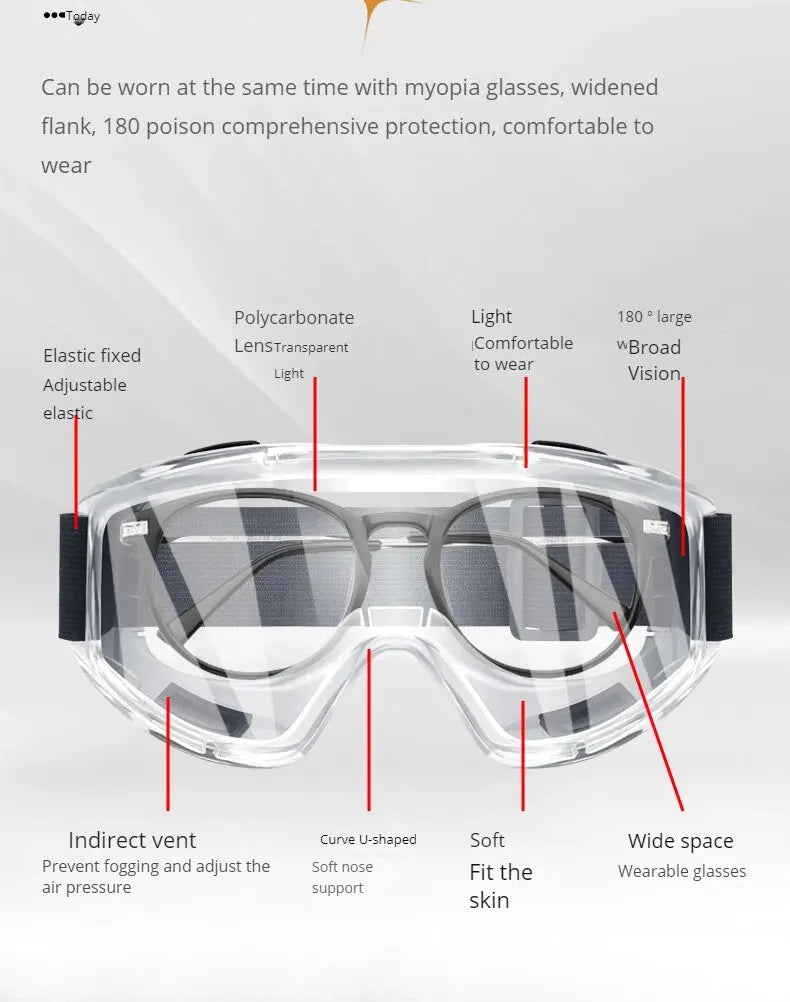 Goggles Splashproof Dustproof Windproof Sandproof Anti-fog Transparent Riding Skiing Sports Glasses