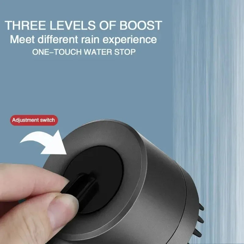 3-Mode Adjustable High Pressurized Filter Shower Head with Massage Brush Rain Faucet - Bathroom Shower Accessories