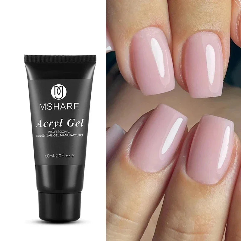 MSHARE Poly Nails Acryl Gel 60ml Builder UV Led Acrylgel Nagelverlängerungen Acryl Rosa Weiß Klar Acrylat HEMA TPO-freies Gel