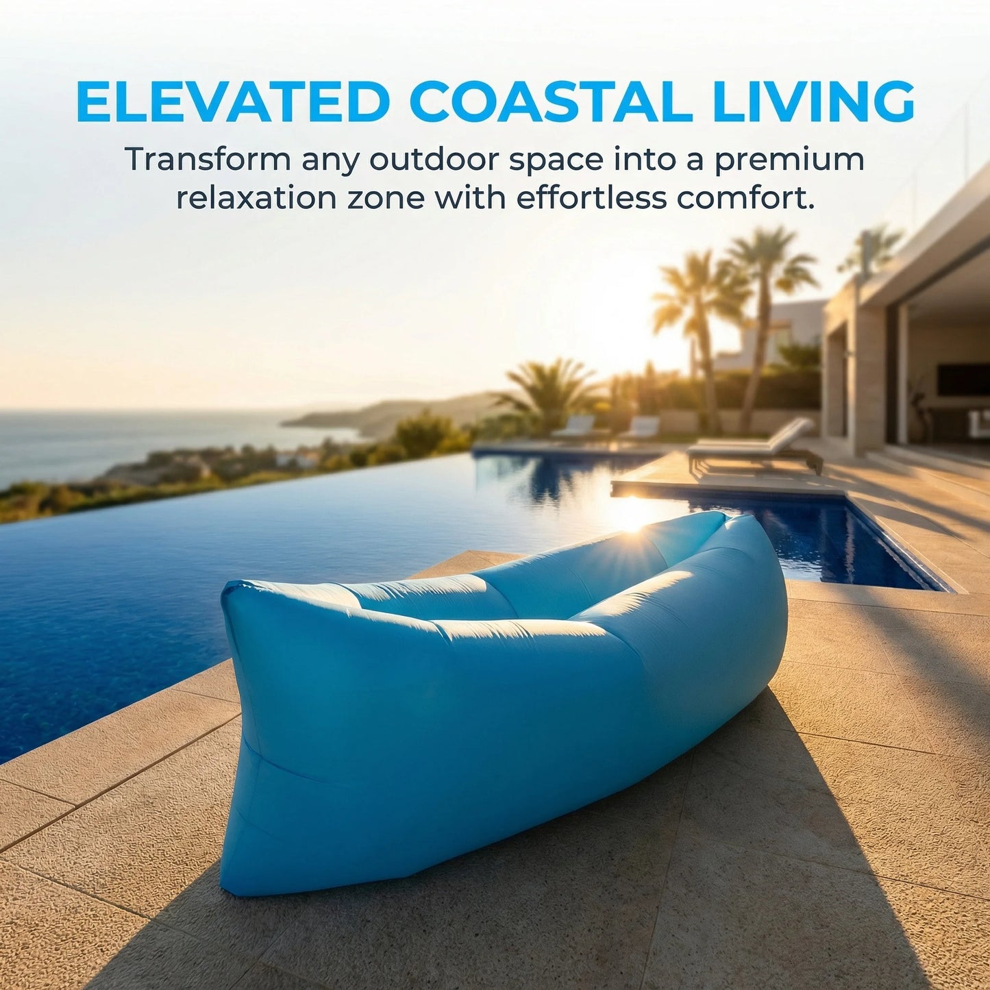 Inflatable Air Sofa Portable Fast-Inflate Waterproof Lounger for Beach Camping Pool Travel
