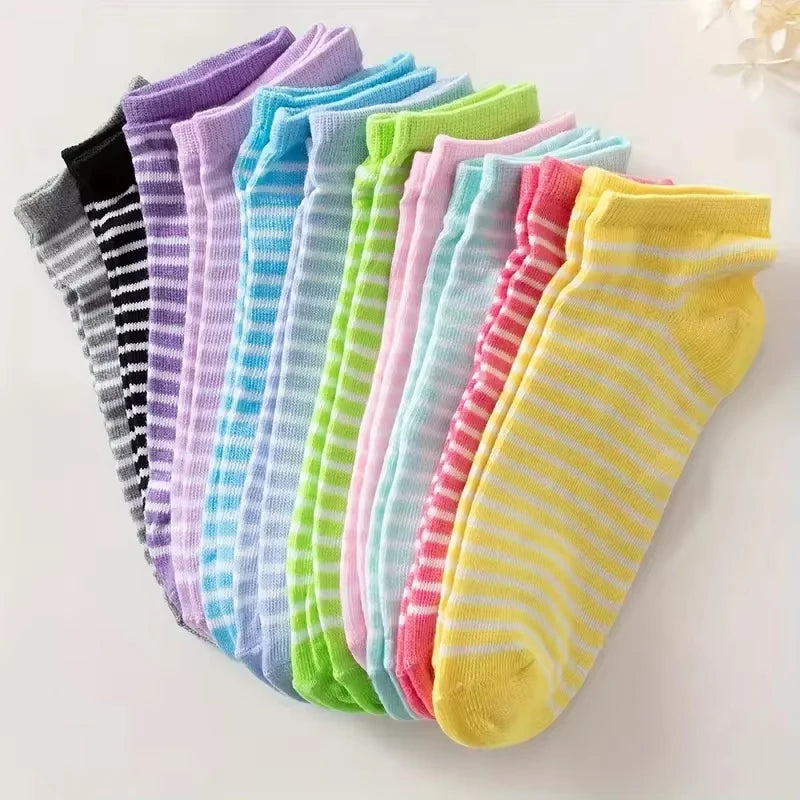 10/20 Pairs Random shipment Heart Print Socks, Valentine's Day Candy Colored Ankle Socks, Women's Stockings & Hosiery