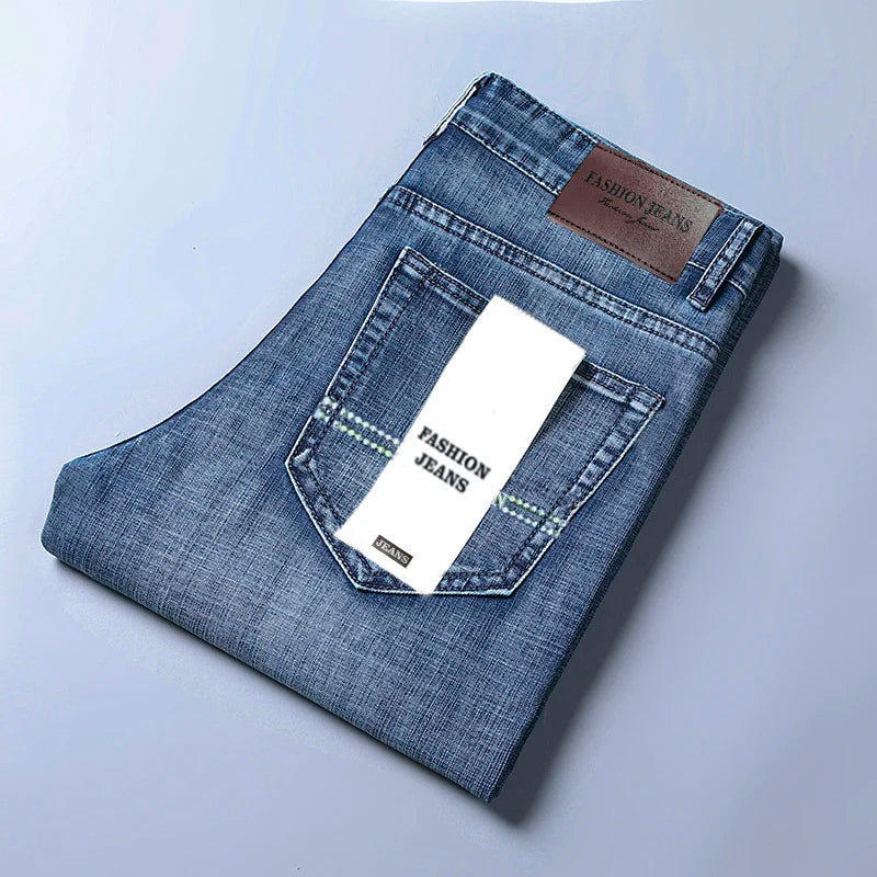 2026 New Style Business Men's Jeans Casual Straight Stretch Fashion Classic Blue Black Work Pant Denim Trousers Male Clothing