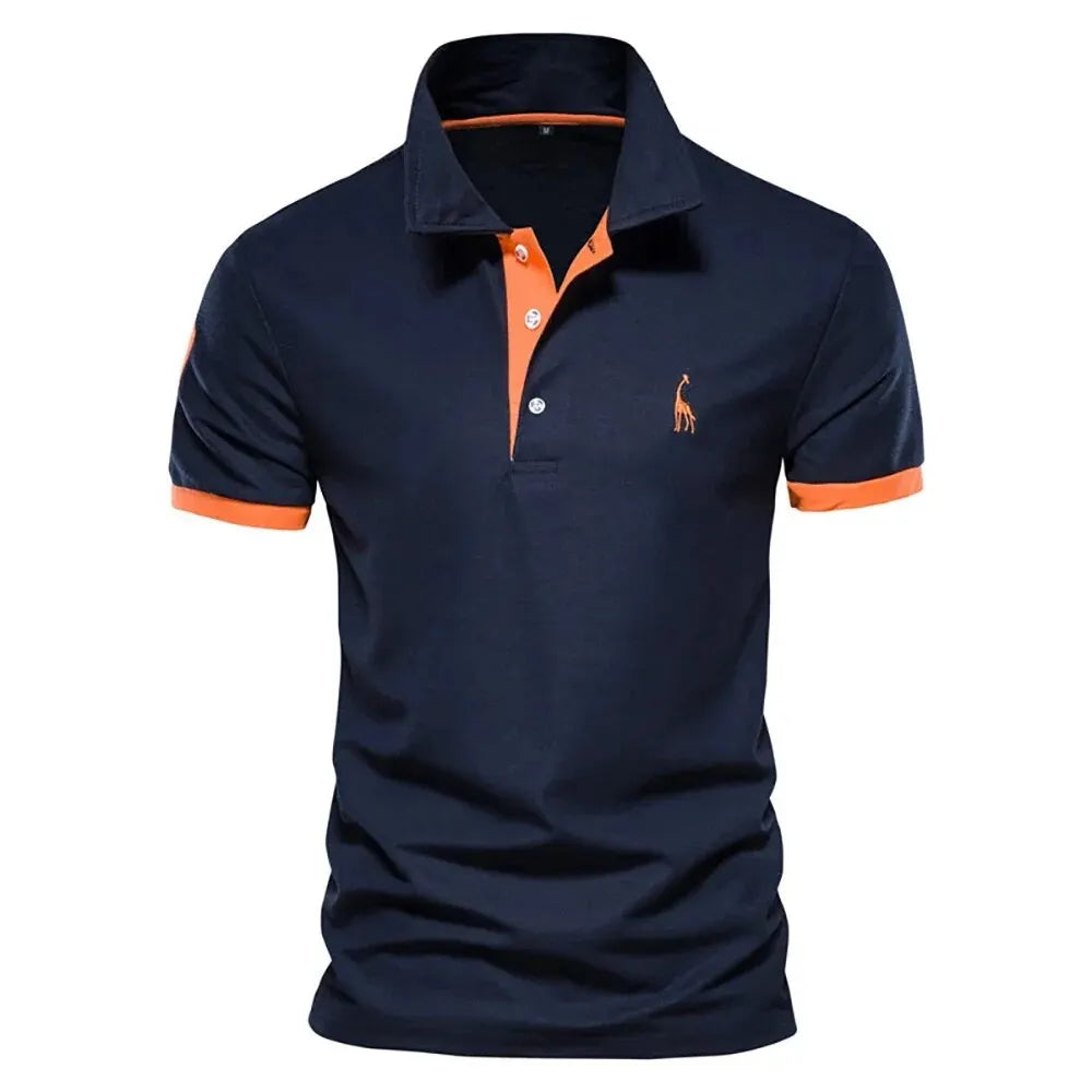 Dropshipping Polo Giraffe Hemd Herren Qualität Stickerei Sommer Kurzarm Polo Casual Business Social Herren Poloshirts BR Größe